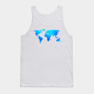 Blue World Map Tank Top